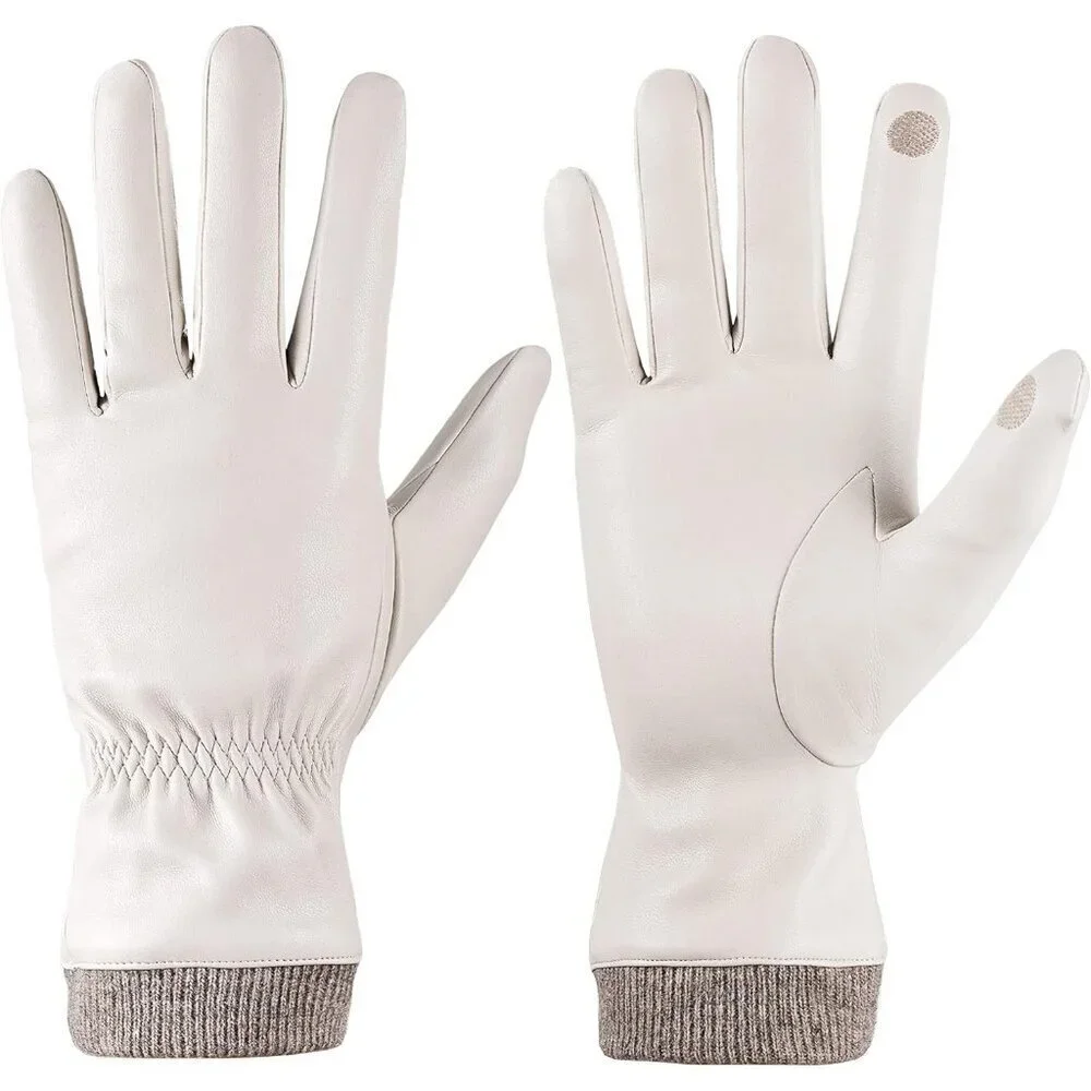 Women Wool Fleece Warm Gloves Touchscreen Texting Thermal Driving Gloves Beige